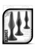 Luxe Beginner Silicone Butt Plug Kit 3 Sizes - Black