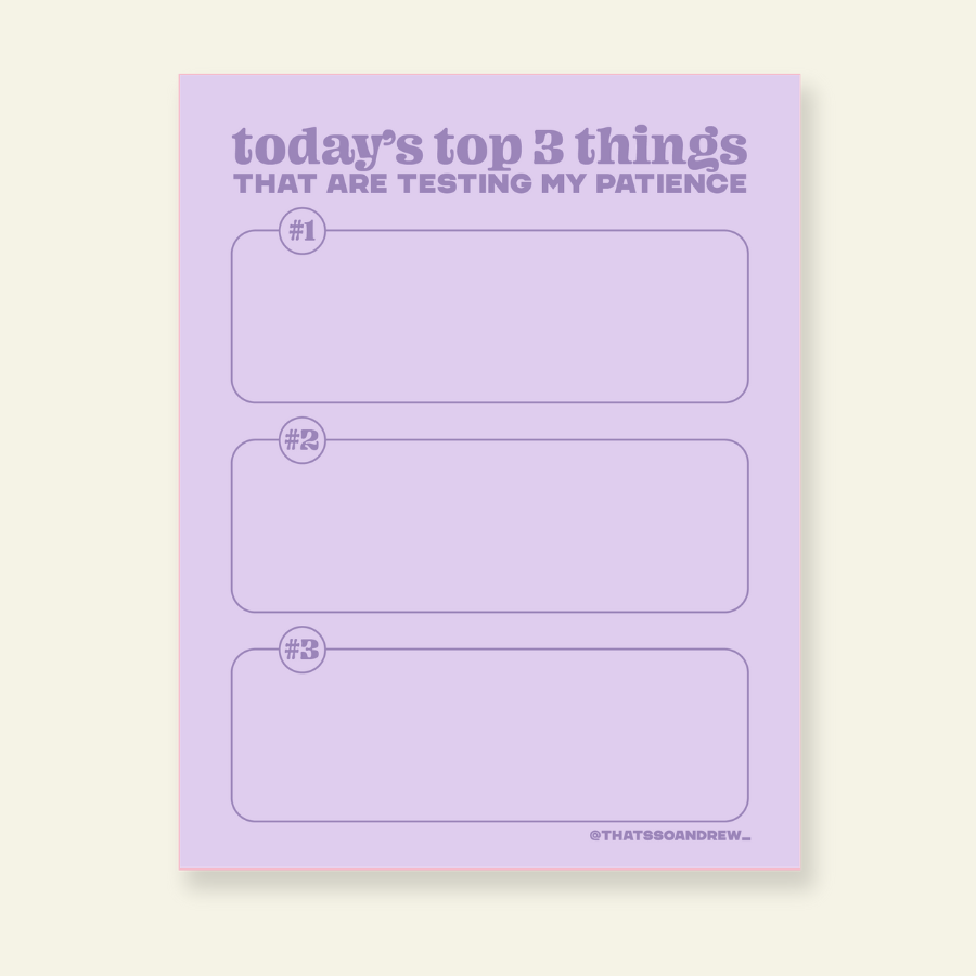 Top 3 Patience Testers - Funny Lilac Notepad