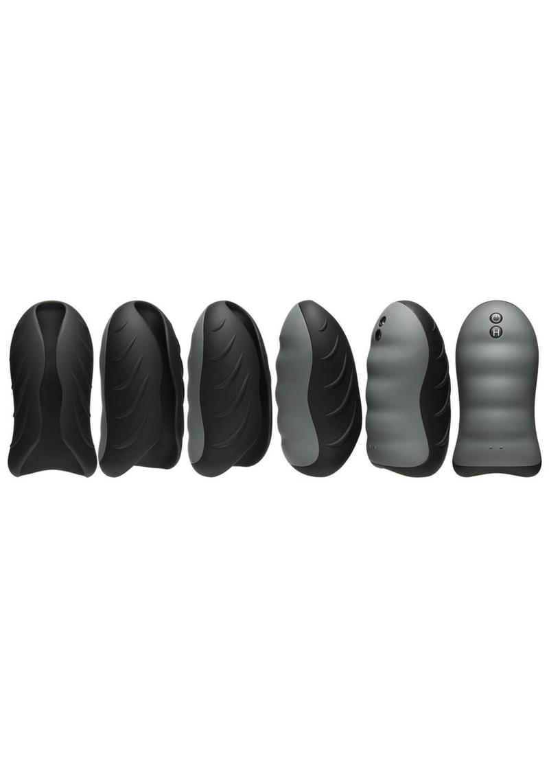 OptiMALE Secondskyn Silicone Warming Vibrating Stroker - Black