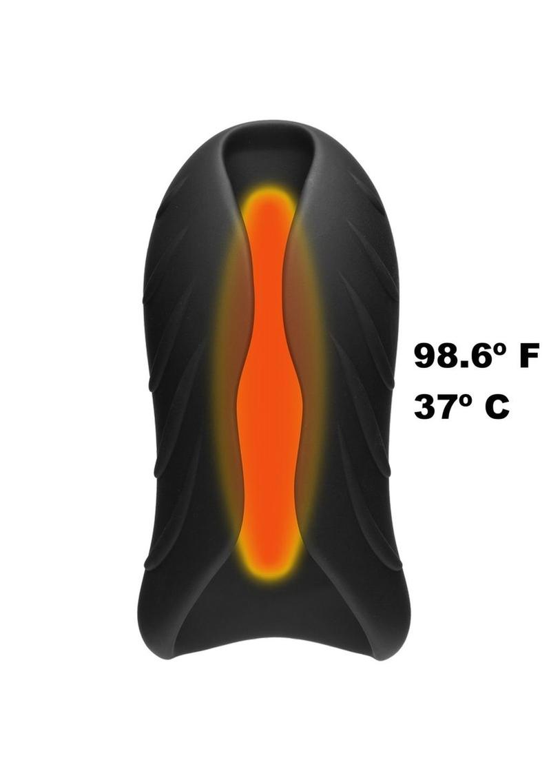 OptiMALE Secondskyn Silicone Warming Vibrating Stroker - Black