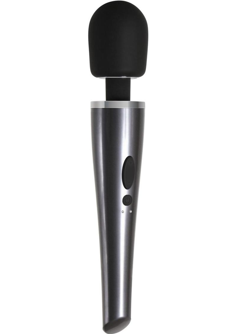 Mighty Metallic Wand Rechargeable Silicone Body Massager - Black