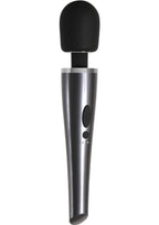 Mighty Metallic Wand Rechargeable Silicone Body Massager - Black
