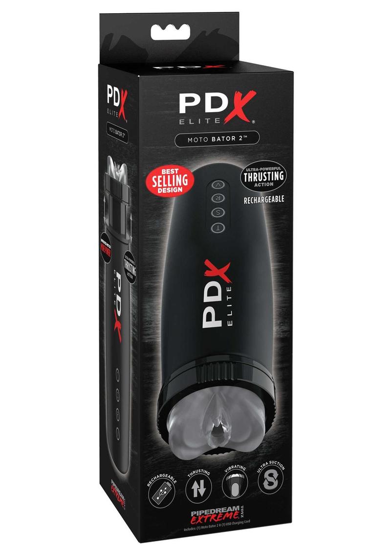 PDX Elite Rechargeable Motorbator 2 Masturbator - Pussy - Clear/Black