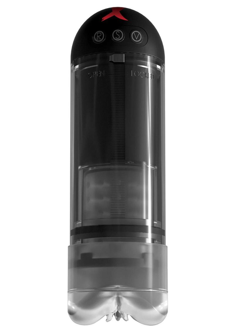 PDX Elite Rechargeable Extender Pro Vibrating Pump Masturbator - Pussy - Clear/Black