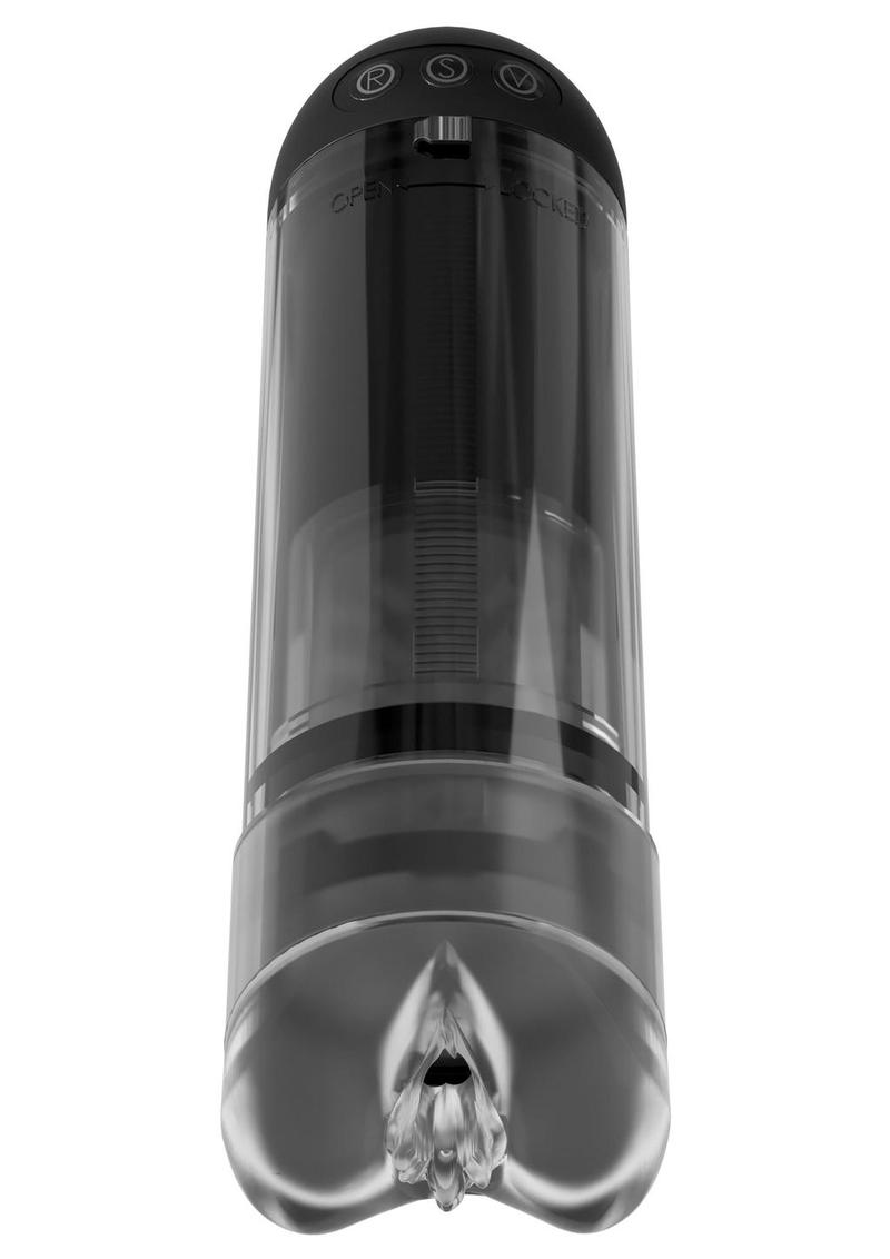 PDX Elite Rechargeable Extender Pro Vibrating Pump Masturbator - Pussy - Clear/Black