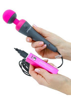PalmPower Plug & Play Rechargeable Silicone Wand Massager - Pink/Gray