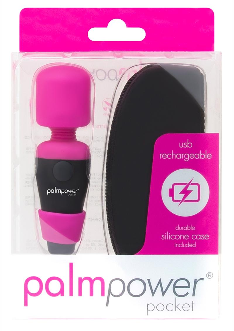 PalmPower Pocket Rechargeable Silicone Mini Wand Massager - Pink