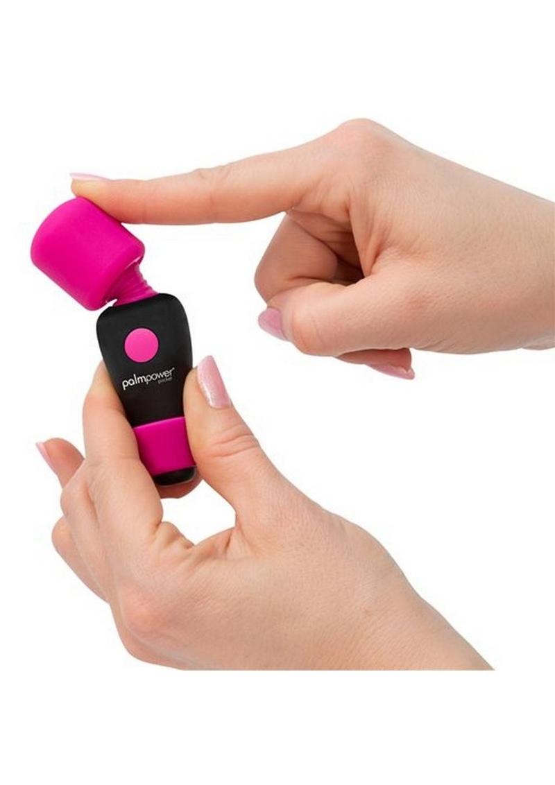 PalmPower Pocket Rechargeable Silicone Mini Wand Massager - Pink