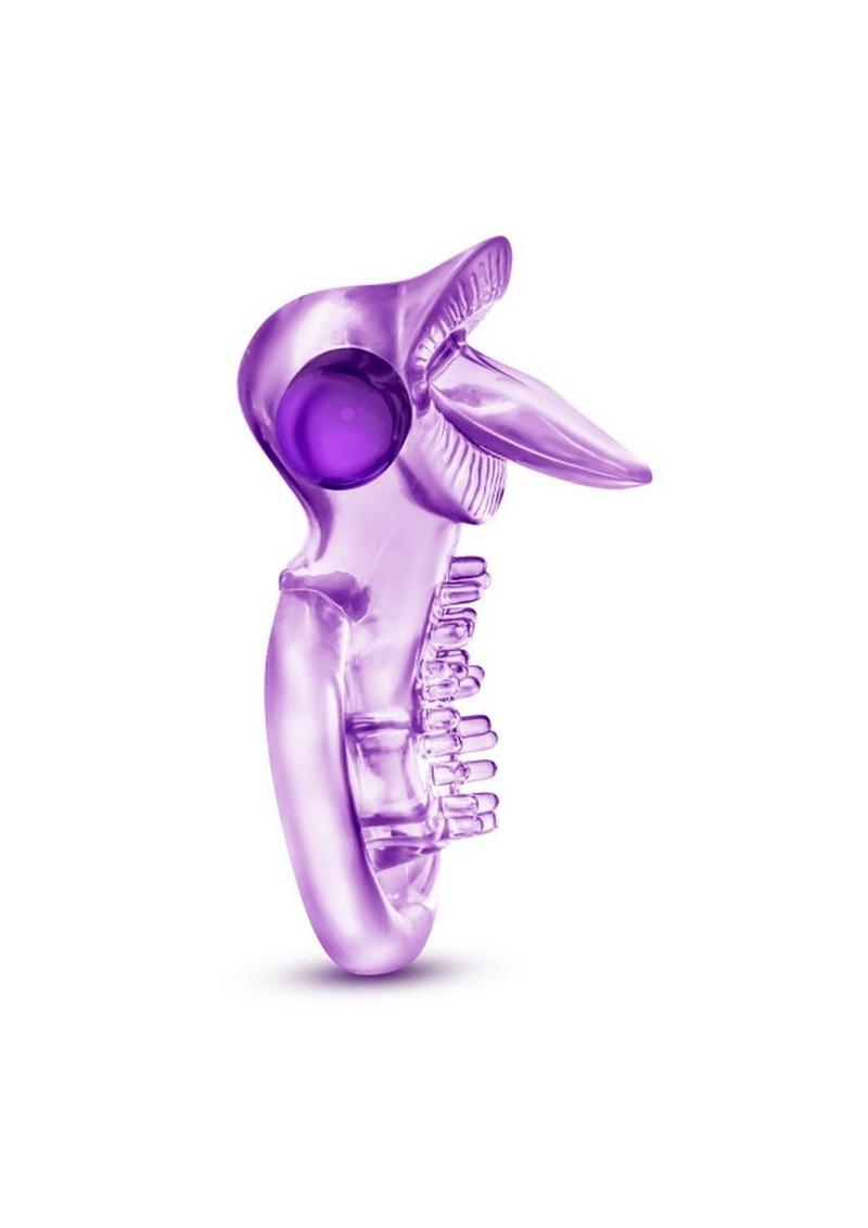 Play with Me Lick It Vibrating Double Strap Cock Ring - Purple