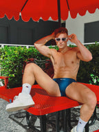 RED Hot Hip Brief Mono-Tone in Petrol Blue