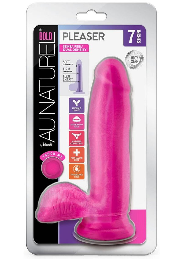 Au Naturel Bold Pleaser Dildo with Suction Cup 7in - Pink