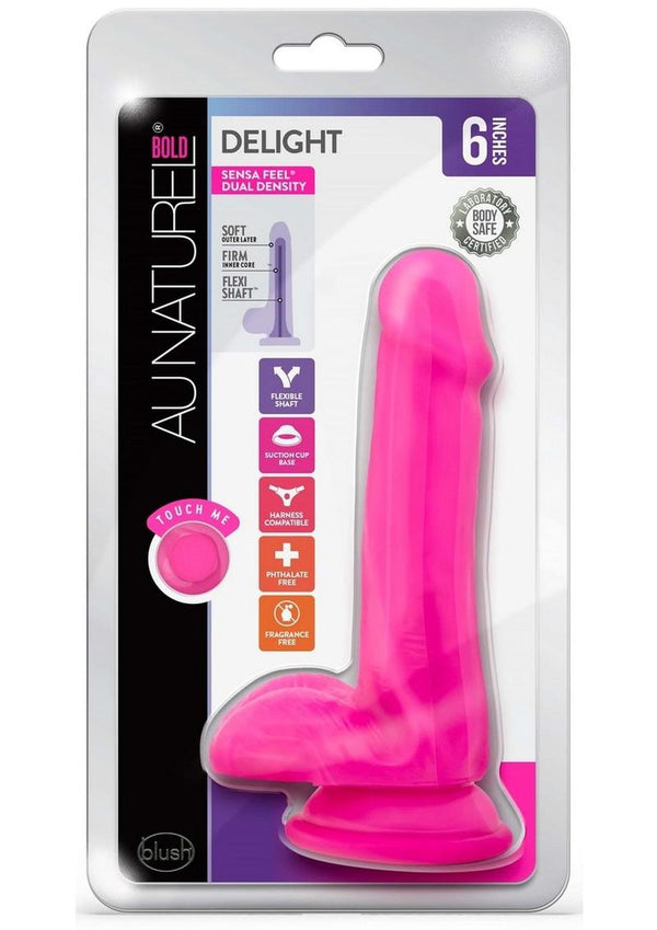 Au Naturel Bold Delight Dildo with Suction Cup 6in - Pink