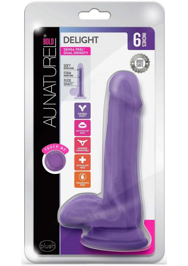Au Naturel Bold Delight Dildo with Suction Cup 6in - Purple