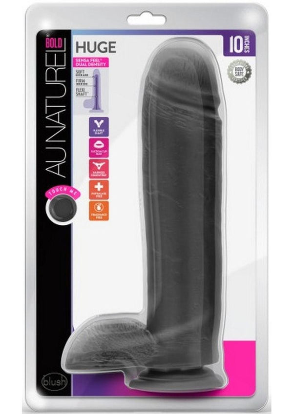 Au Naturel Bold Huge Dildo with Suction Cup 10.5in - Black