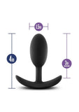 Luxe Wearable Vibra Slim Plug Silicone Butt Plug - Medium - Black