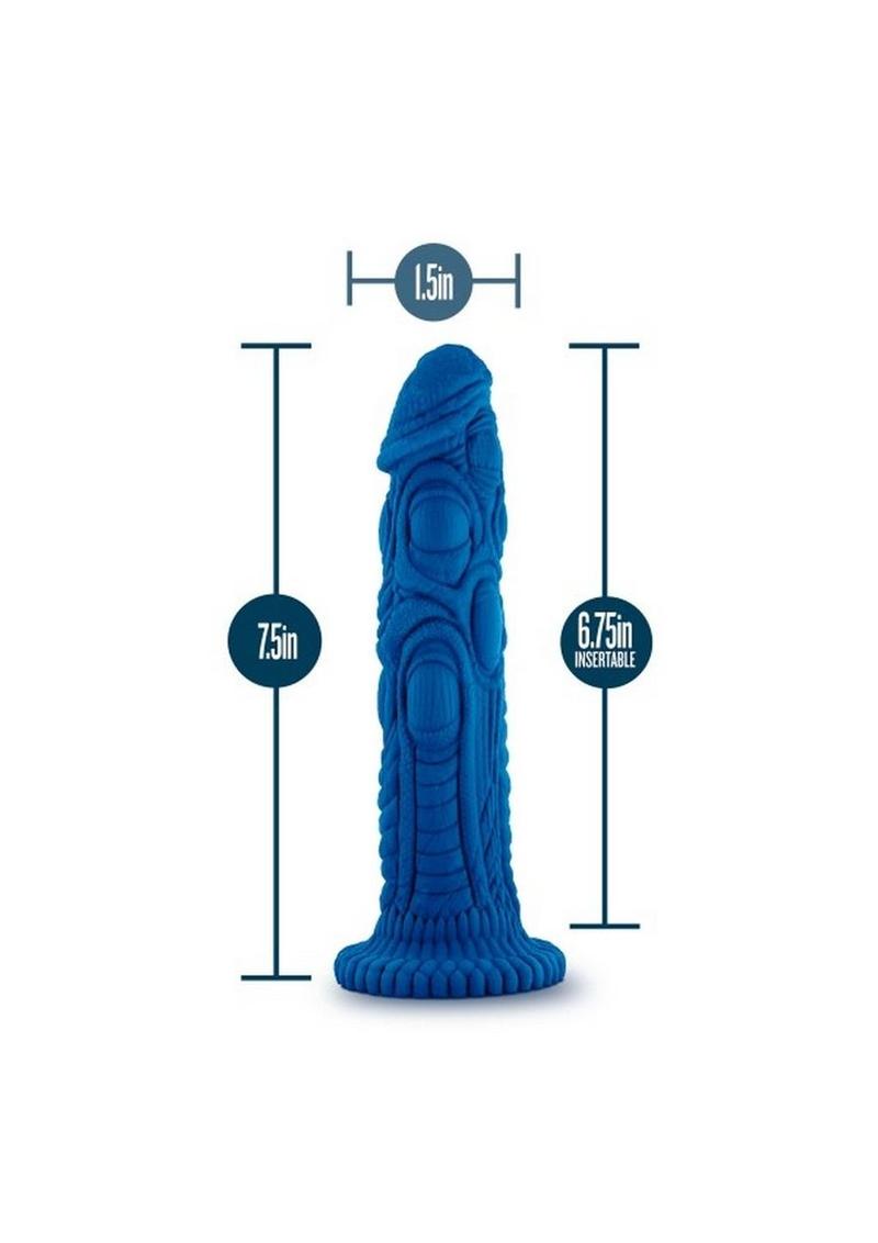 The Realm Draken Lock On Silicone Dildo 7.75in - Blue