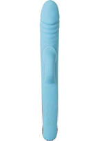 Triple Infinity Rechargeable Silicone Heated Rabbit Vibrator with Clitoral Suction Stimulator - Aqua