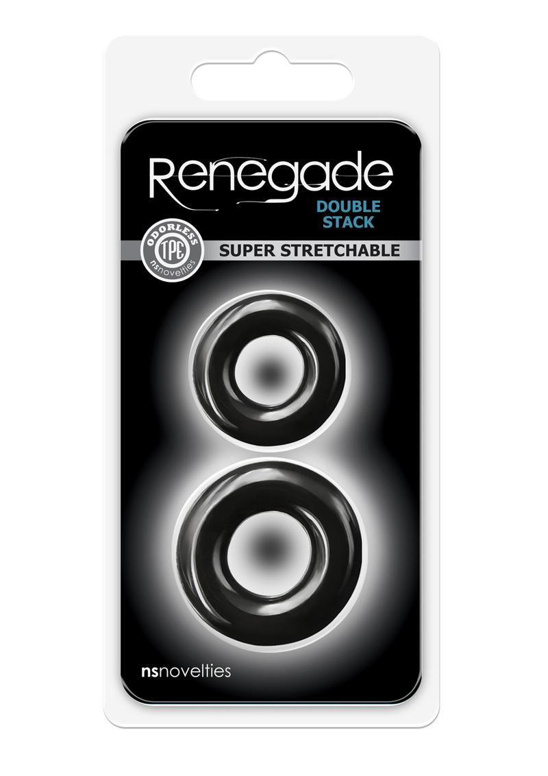 Renegade Double Stack Super Stretchable Cock Rings (Set of 2) - Black