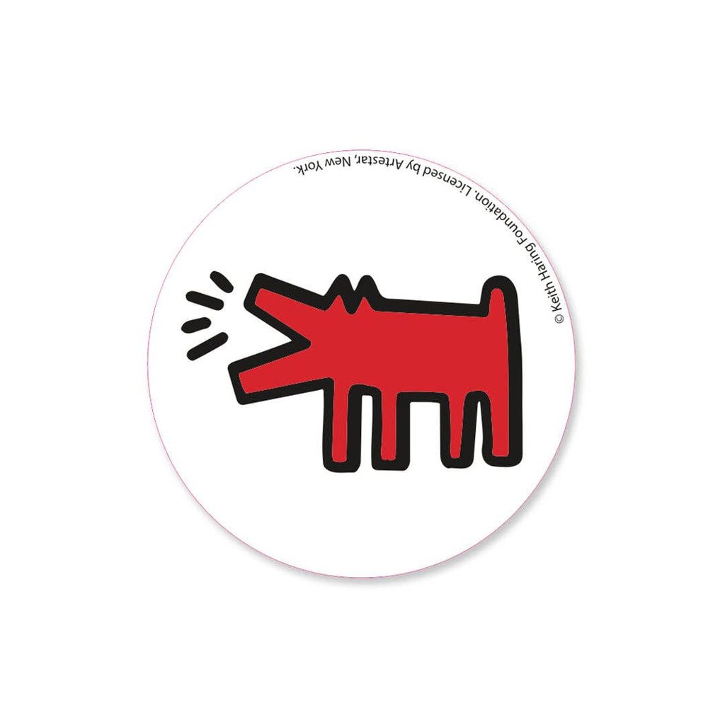 Keith Haring Red Barking Dog Button