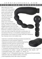 Zero Tolerance The Emperor Silicone Prostate Stimulator with Rechargeable Bullet and Remote Control - Black