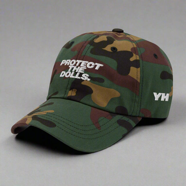 Protect the Dolls Dad Hat by YES HOMO in Green Camo