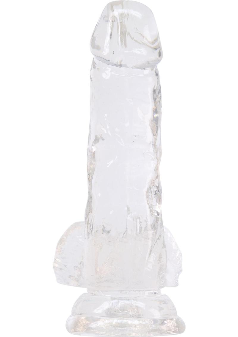 Crystal Addiction Dildo with Balls 6in - Clear