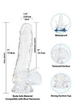 Crystal Addiction Dildo with Balls 7in - Clear