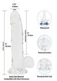 Crystal Addiction Dildo with Balls 8in - Clear