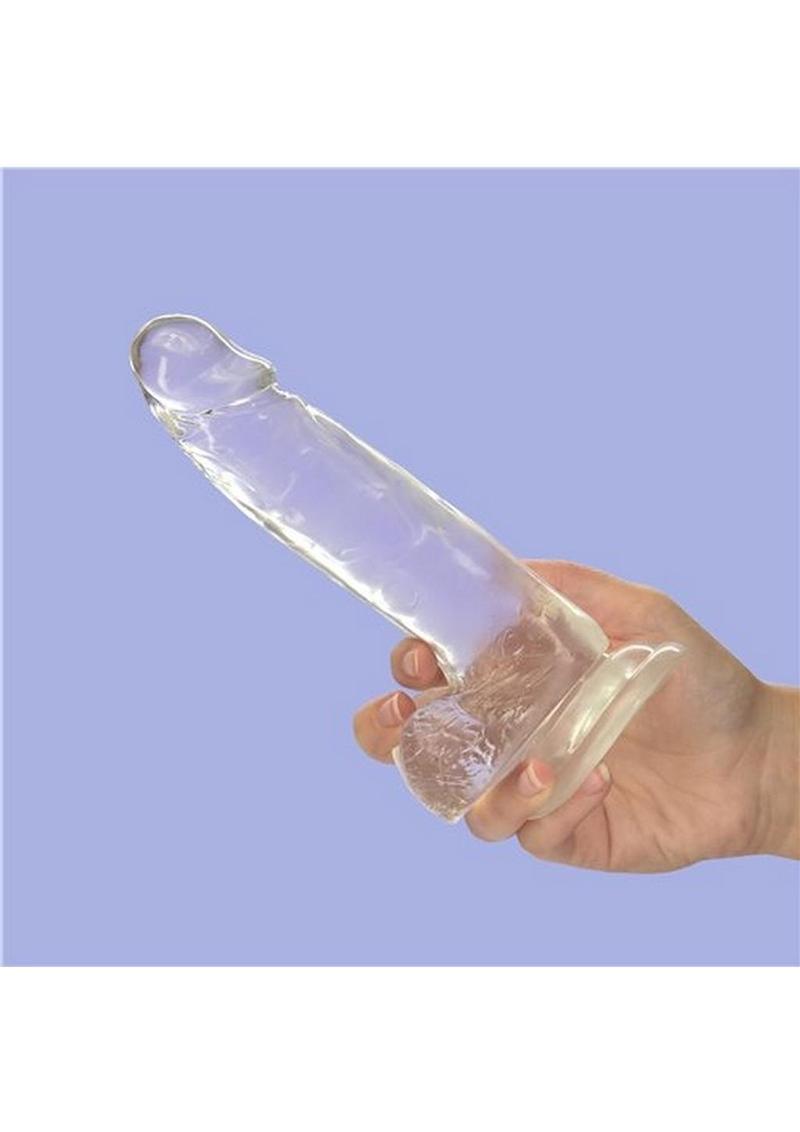 Crystal Addiction Dildo with Balls 8in - Clear