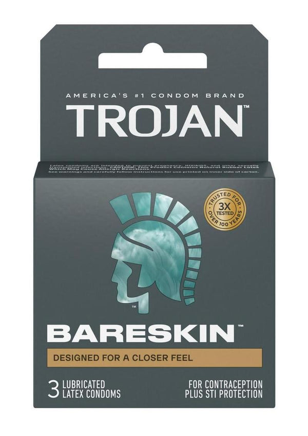 Trojan Bareskin Premium Lubricated Latex Condoms 3 Pack