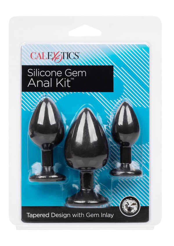 Anal Toys Silicone Gem Anal Trainer Kit - Black