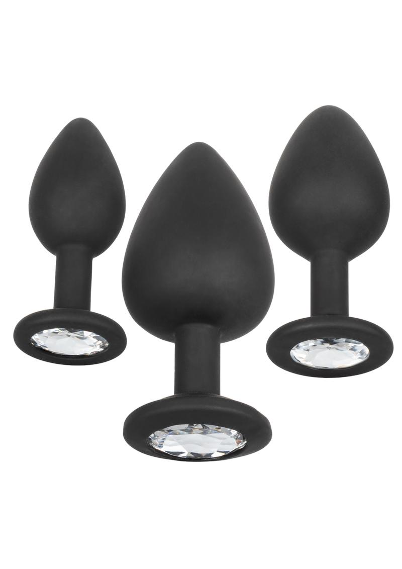 Anal Toys Silicone Gem Anal Trainer Kit - Black