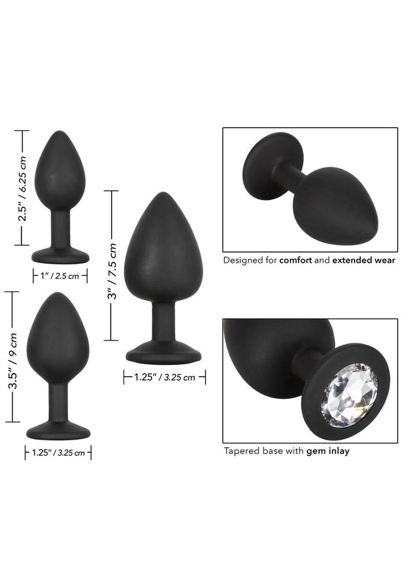 Anal Toys Silicone Gem Anal Trainer Kit - Black
