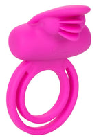 Couple's Enhancers Silicone Rechargeable Dual Clit Flicker Vibrating Cock Ring - Pink
