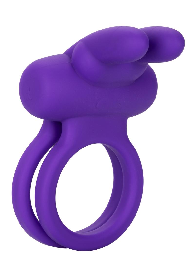 Couple's Enhancers Silicone Rechargeable Dual Rockin Rabbit Vibrating Cock Ring - Purple