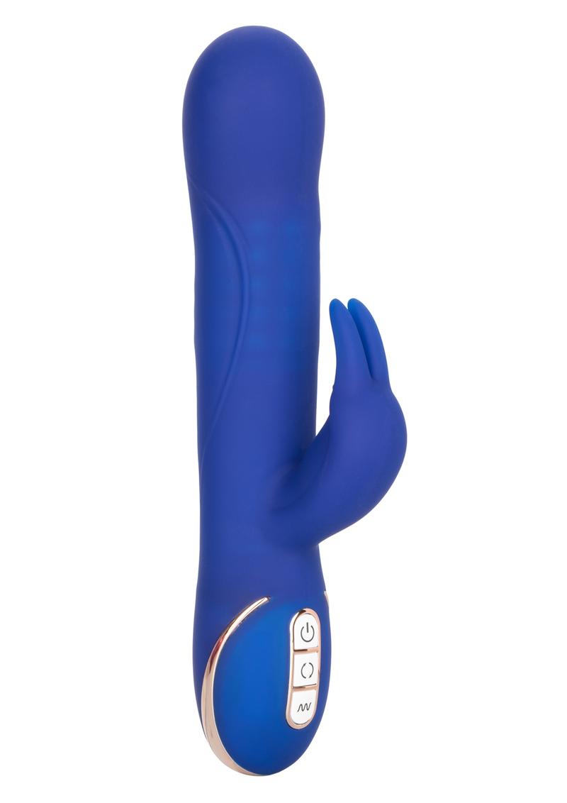 Jack Rabbit Signature Silicone Rotating Beaded Rechargeable Rabbit Vibrator - Blue