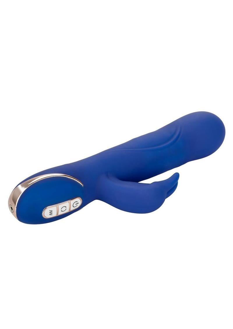 Jack Rabbit Signature Silicone Rotating Beaded Rechargeable Rabbit Vibrator - Blue
