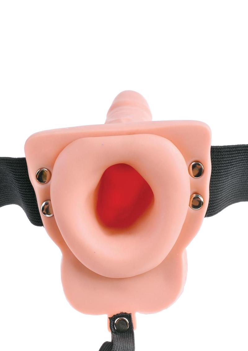 Fetish Fantasy Series Rechargeable Hollow Strap-On Dildo with Balls and Harness with Remote Control 6in - Vanilla