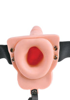 Fetish Fantasy Series Rechargeable Hollow Strap-On Dildo with Balls and Harness with Remote Control 6in - Vanilla