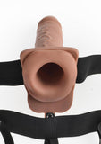 Fetish Fantasy Series Rechargeable Hollow Strap-On Dildo with Balls and Harness with Remote Control 7in - Caramel