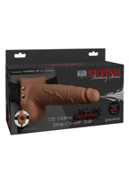 Fetish Fantasy Series Hollow Squirting Strap-On Dildo with Balls and Harness 7.5in - Caramel