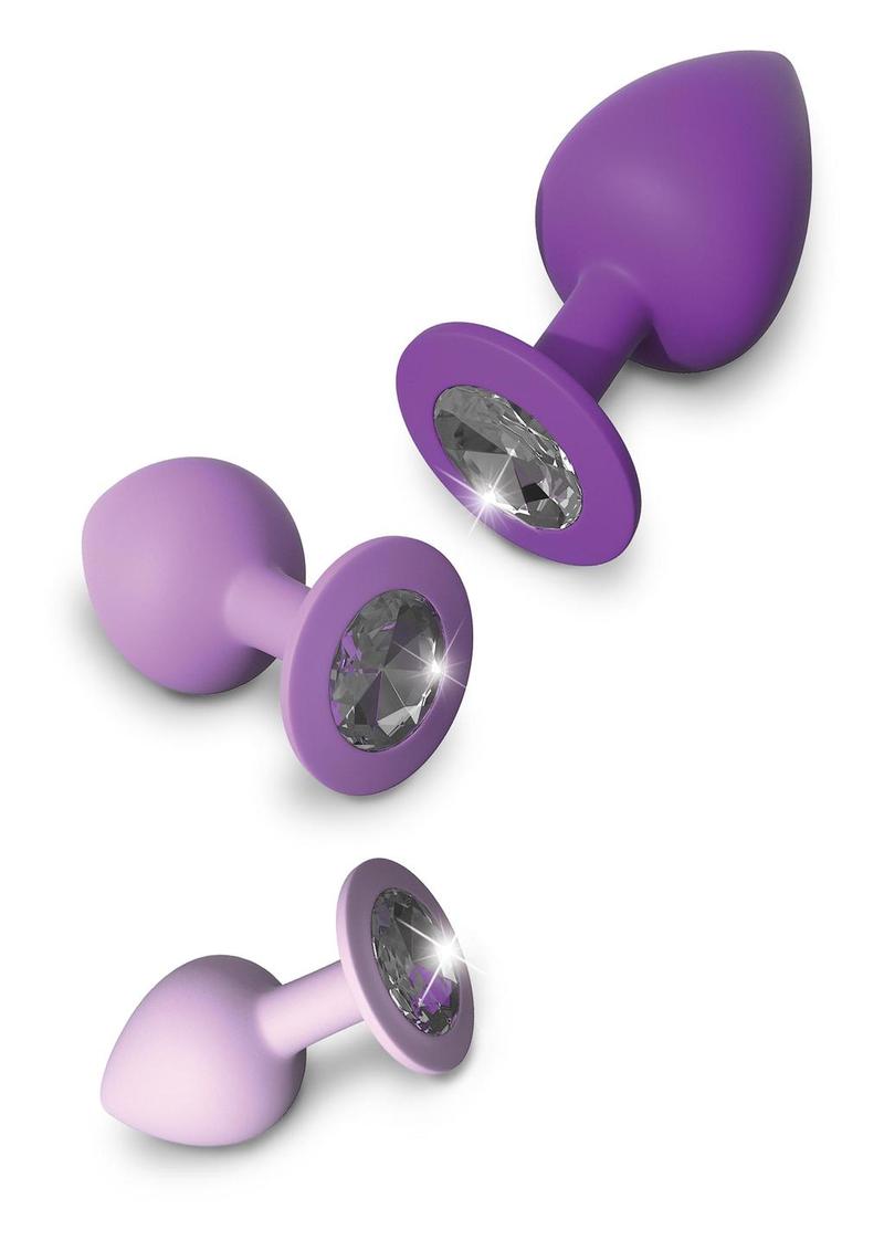 Fantasy For Her Little Gems Trainer Set Anal Kit 3 Training Size Plugs Waterproof Silicone - Purple