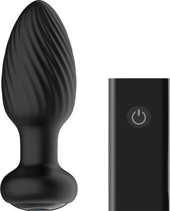 Nexus Tornado Rechargeable Silicone Rotating Butt Plug with Remote Control - Medium - Black