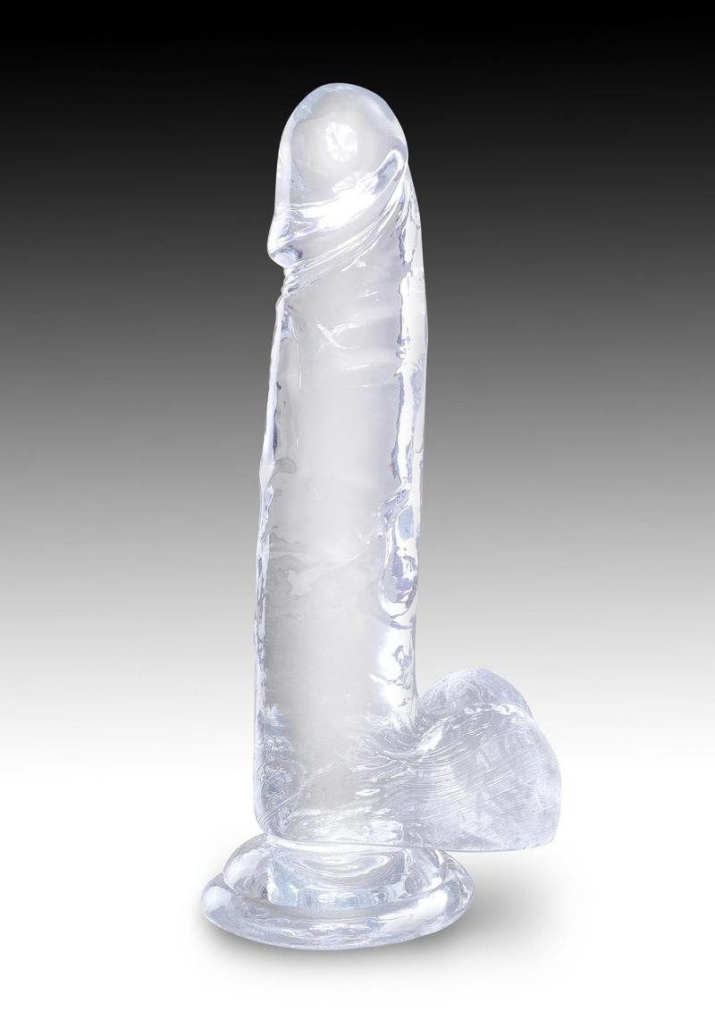 King Cock Clear Dildo with Balls 7in - Clear