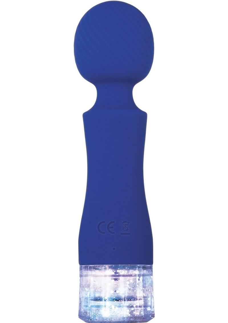 Dazzle Rechargeable Silicone Wand Massager with Glitter Handle - Blue