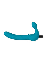 Temptasia Luna Strapless Silicone Vibrating Dildo with Rechargeable Bullet 9in - Teal