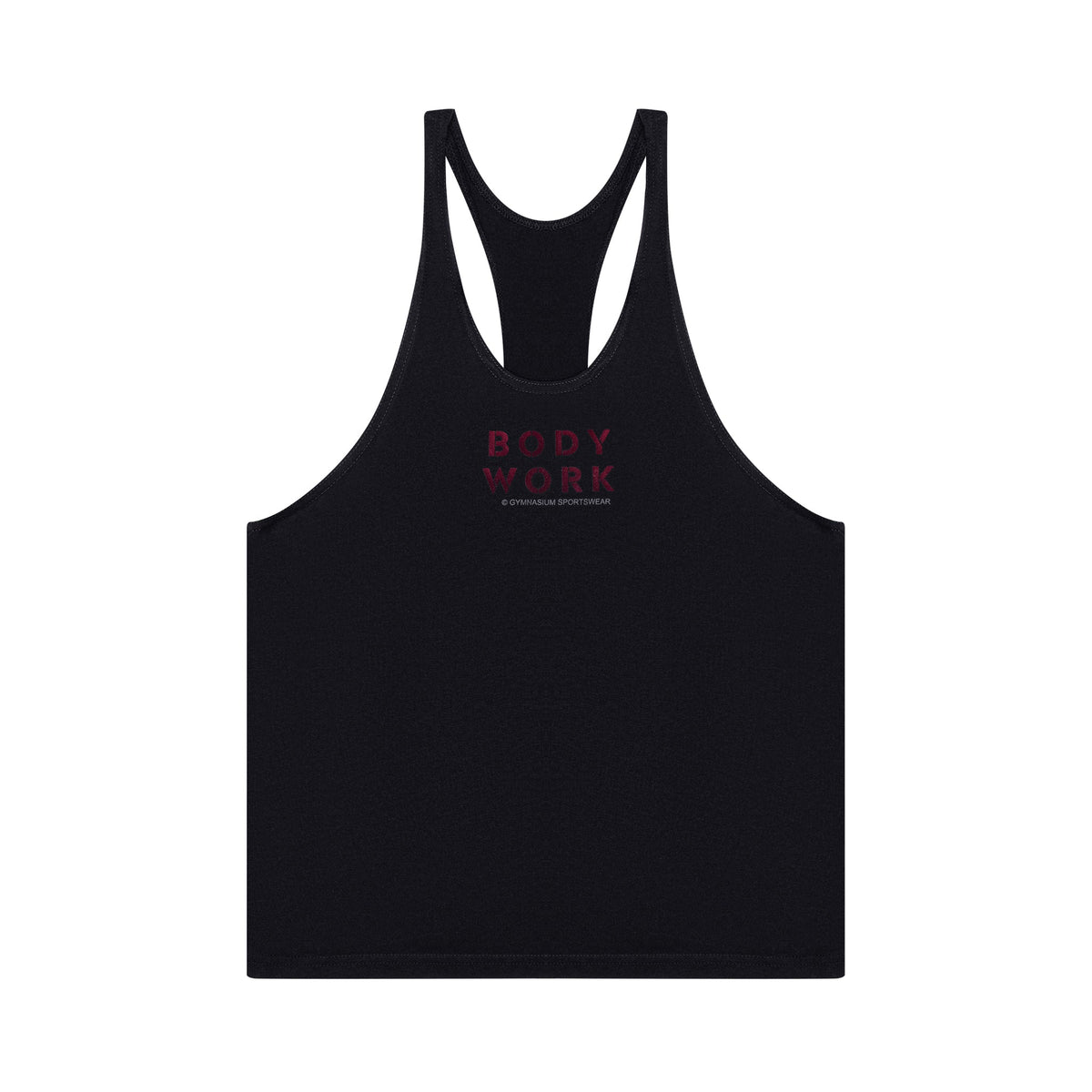 GYMNASIUM THE BODY WORK STRINGER TANK BLACK WITH MAROON