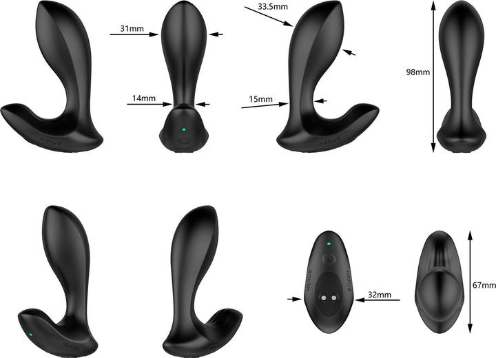 Nexus Duo Rechargeable Silicone Beginner Butt Plug with Remote Control - Small - Black