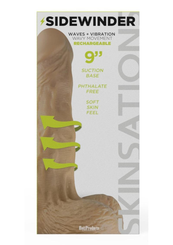 Skinsations Sidewinder Waves and Vibration Realistic Dildo with Remote Control 9in - Vanilla