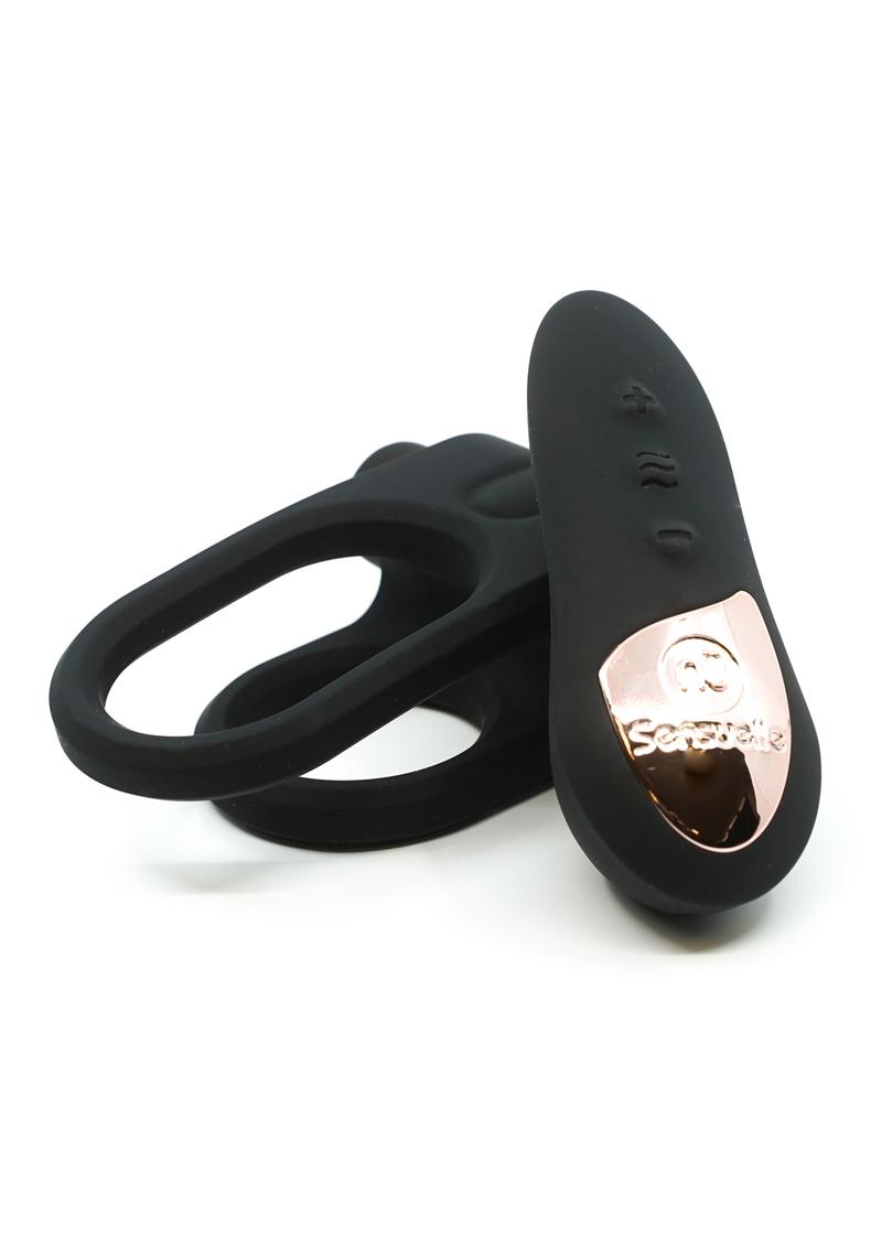 Nu Sensuelle Silicone Bullet Ring XLR8 Rechargeable Vibrating Cock Ring with Remote Control - Black